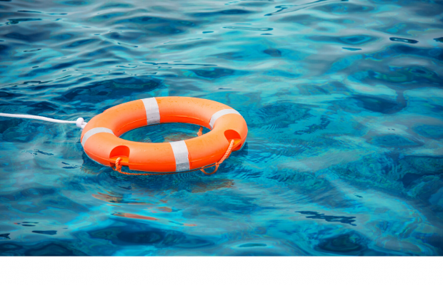 This life preserver inflates immediately when you throw it in the water This life preserver inflates immediately when you throw it in the water